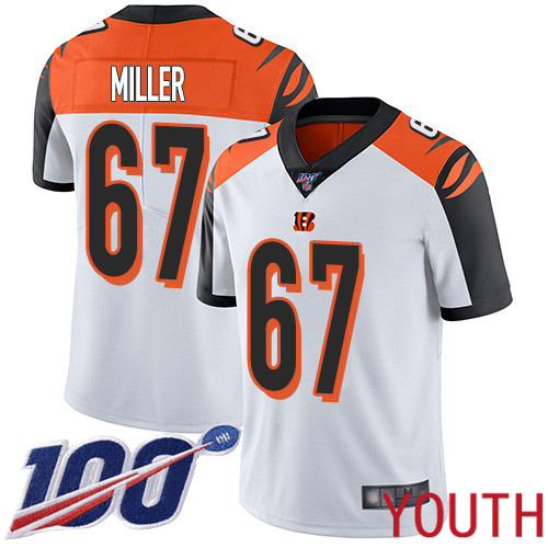 Cincinnati Bengals Limited White Youth John Miller Road Jersey NFL Footballl #67 100th Season Vapor Untouchable->youth nfl jersey->Youth Jersey